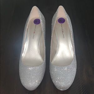 Silver sparkle heels